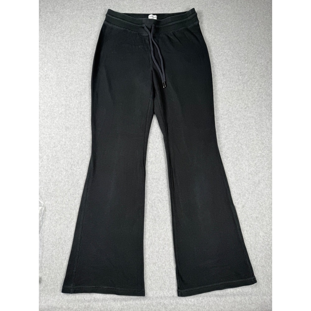 Sunday Best Aritzia Waffle Knit Flare Pants M Black Y2K Loungewear Yoga Thermal